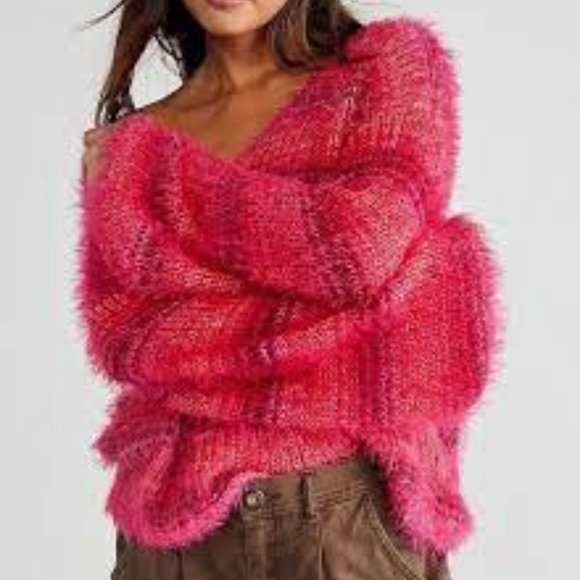 Free People Gelato Pink Combo striped Pullover sweater - Picture 1 of 4